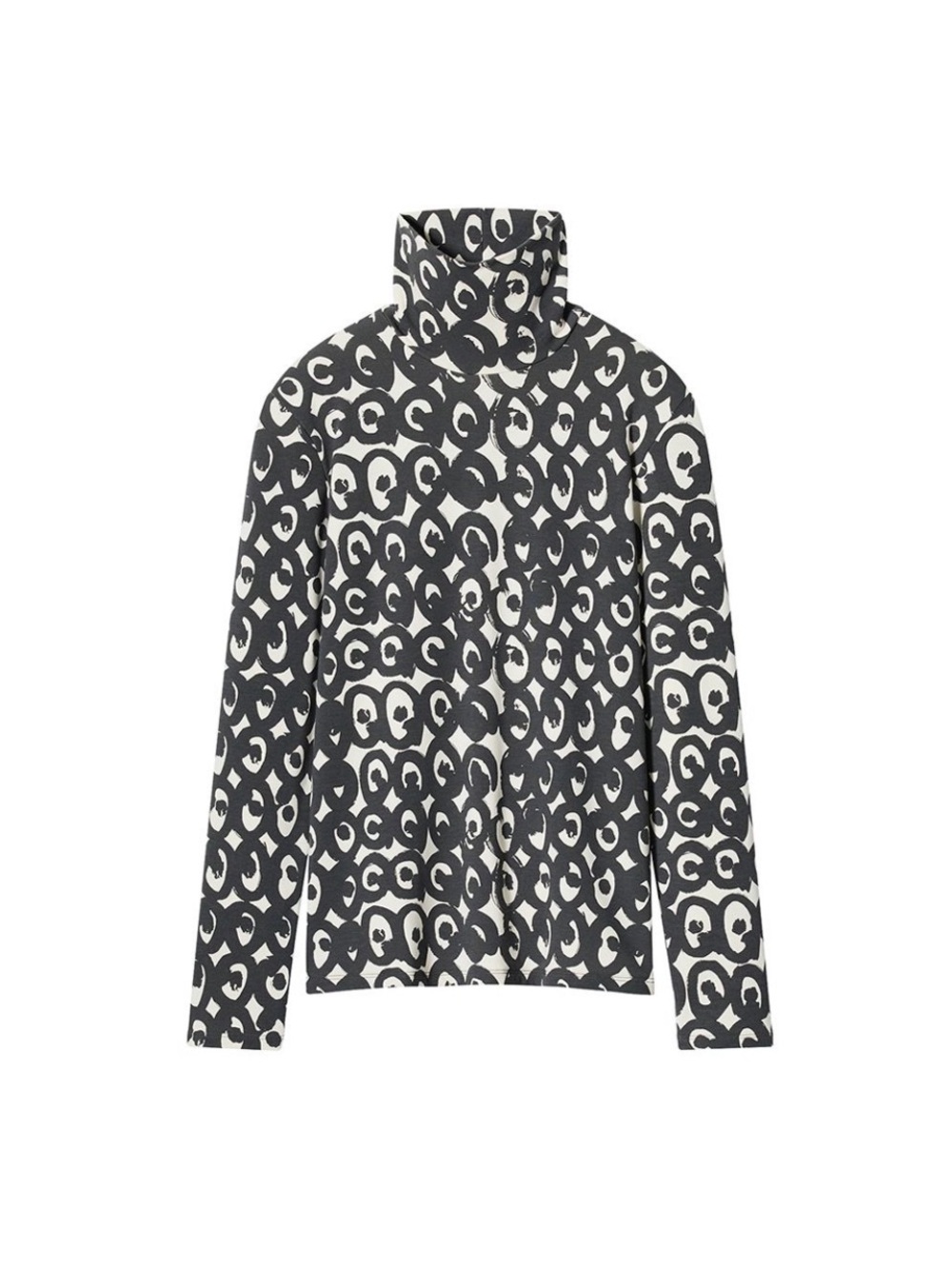 UNIQLO Marimekko HEATTECH Turtleneck Top Women’s M Black Swirl Limited Edition